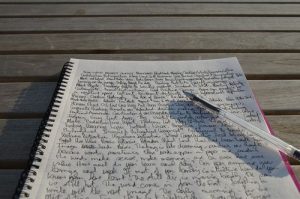 Notebook with handwritten text