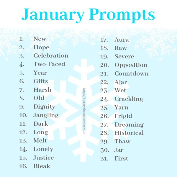 January Writing Prompts from HistoryThatNeverWas