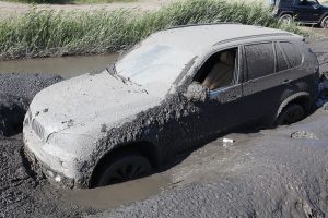 Car stuck in the mud