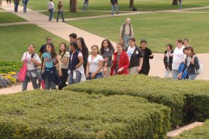 Students on a campus tour